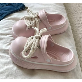 Милі крокси з шнурками Рожеві