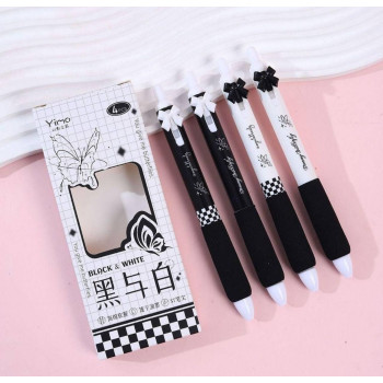 Набір автоматичних ручок з бантиками Чорно-білий (4шт)