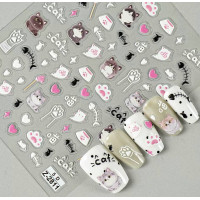 3D-наліпки на нігті Котики