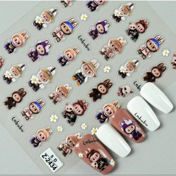 3D-наліпки на нігті Лабубу
