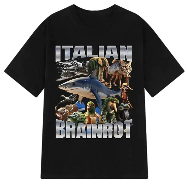 Футболка Italian Brainrot Італійські тварини меми Чорна