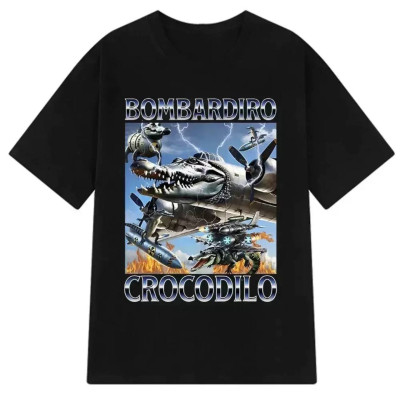 Футболка Brainrot Bombardino Crocodilo Бомбардіно Крокоділо Чорна