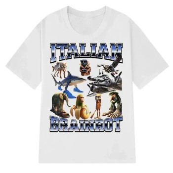 Футболка Italian Brainrot Італійські тварини меми Біла