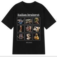 Футболка Italian Brainrot Італійські тварини меми Чорна