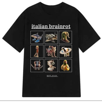 Футболка Italian Brainrot Італійські тварини меми Чорна