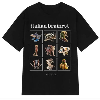 Футболка Italian Brainrot Італійські тварини меми Чорна