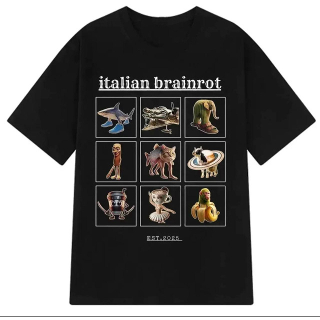 Футболка Italian Brainrot Італійські тварини меми Чорна