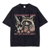 Футболка Єнот з джемом Чорна меланж