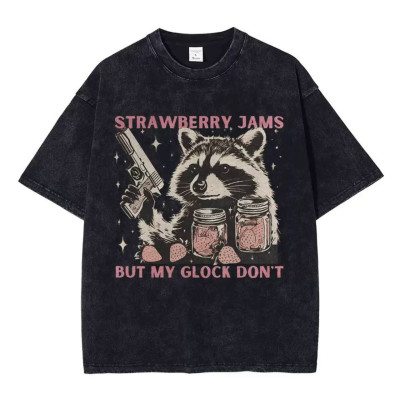 Футболка Єнот з джемом Чорна меланж