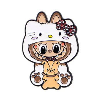 Металевий значок Лабубу (Labubu) в костюмі Кітті