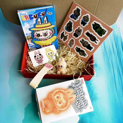 Подарунковий набір Лабубу Labubu (іграшка, брелок, блокнот, тату, наліпки)