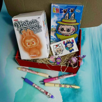 Подарунковий набір Лабубу Labubu (іграшка, брелок, блокнот+ручки, тату, піни)