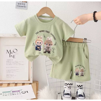 Дитячий костюм Лабубу Labubu (Футболка+Шорти) Зелений