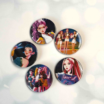 Набір значків Кейпоп-мисливиці на демонів K-pop Demon Hunters  (5шт.)