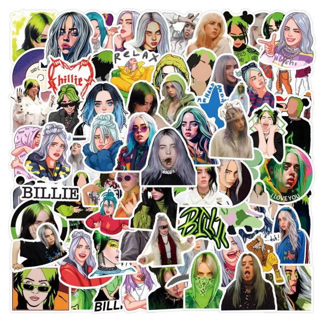 Набір стікерів, наліпок, наклейок Billie Eilish (Біллі Айліш) Стікерпак – 110 шт.