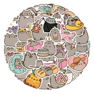 Набір наклейок, наліпок стікерів кота Пушина, Стікерпак Pusheen, 57 шт