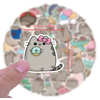 Набір наклейок, наліпок стікерів кота Пушина, Стікерпак Pusheen, 57 шт