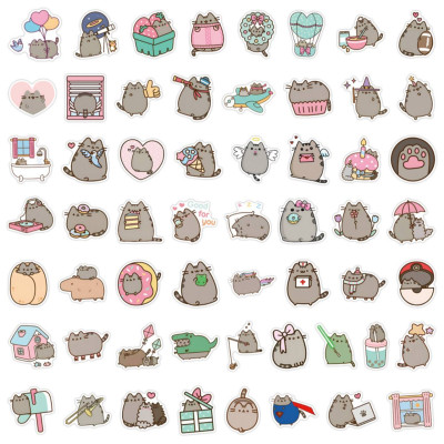 Набір наклейок, наліпок стікерів кота Пушина, Стікерпак Pusheen, 57 шт