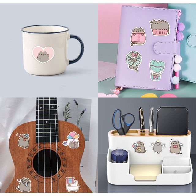 Набір наклейок, наліпок стікерів кота Пушина, Стікерпак Pusheen, 57 шт