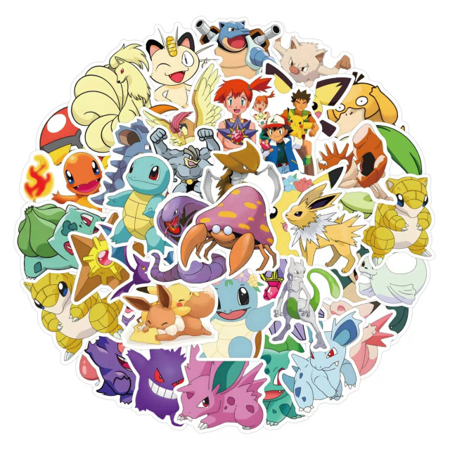 Набір наліпок, стікерів, наклейок з Покемонами, Pokemon, 50 шт Стікерпак