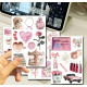 Набір рожевих наліпок, стікерів, 6 листів
