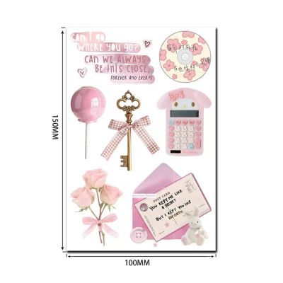 Набір рожевих наліпок, стікерів, 6 листів