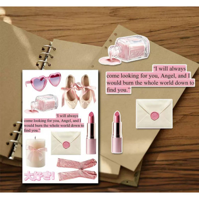 Набір рожевих наліпок, стікерів, 6 листів