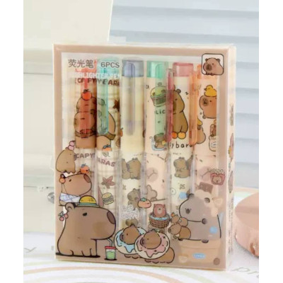 Набір фломастерів маркерів з капібарою, 6 шт