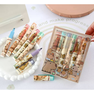 Набір фломастерів маркерів з капібарою, 6 шт