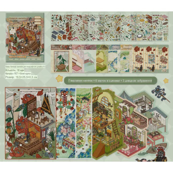 Набір мініатюрних 3d кімнат з наліпками,стікери, румбокс