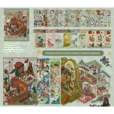 Набір мініатюрних 3d кімнат з наліпками,стікери, румбокс