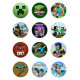 Набір круглих значків, Minecraft, 12 шт