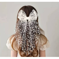 Ніжна мереживна заколка бант для дівчаток