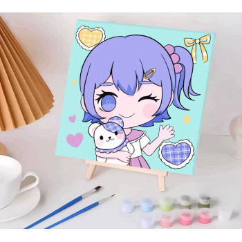 Картина за номерами Чарівна дівчинка з ведмедиком, з мольбертом