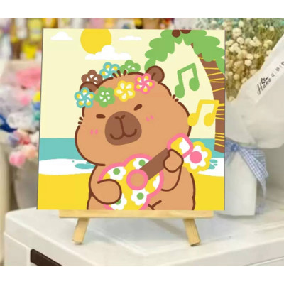 Картина за номерами з капібарою, з мольбертом