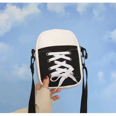 Сумка через плече, кросбоді кед на шнурівці маленька, чорна