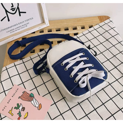 Сумка через плече, кросбоді кед на шнурівці маленька, синя