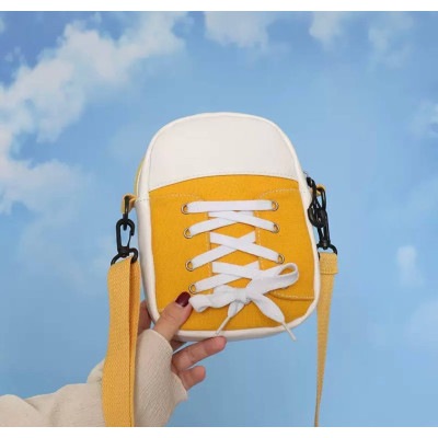 Сумка через плече, кросбоді кед на шнурівці маленька, жовта