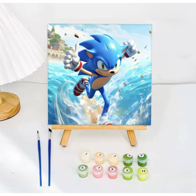Картина за номерами їжак Сонік, Sonic, з мольбертом