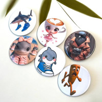 Набір значків Італійські тварини Меми, Брейнрот, Brainrot, 6шт