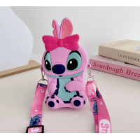Чарівна дитяча кросбоді силіконова сумочка Стіч Рожева