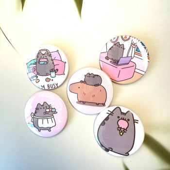 Набір значків Кіт Пушин, Pusheen the Cat , 5 шт