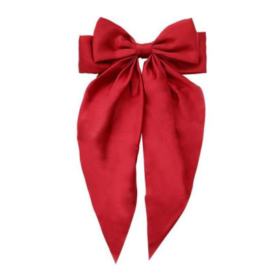 Заколка бант для волосся атласний, червоний