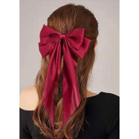 Заколка-бант атласний бордовий