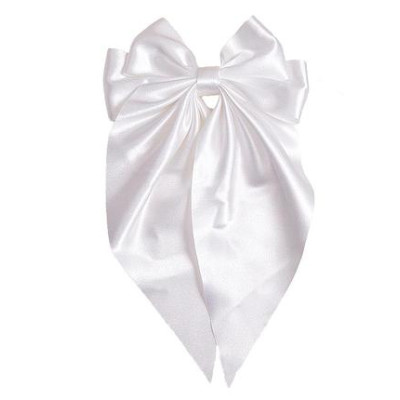 Заколка бант для волосся атласний, білий