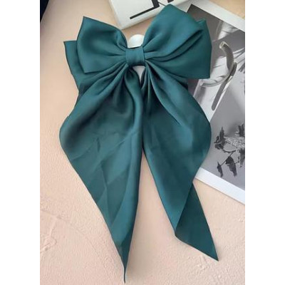 Заколка бант для волосся атласний, зелений