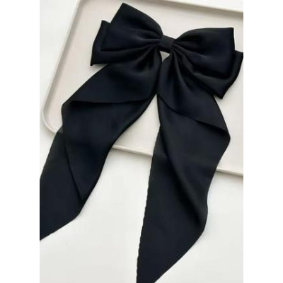 Заколка бант для волосся атласний, чорний