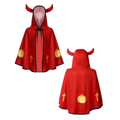 Костюм Чортика дитячий накидка з ріжками, тризуб та кошик на Хелловін, Halloween