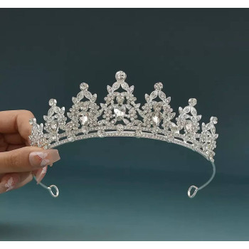 Діадема-корона принцеси з камянням, біла