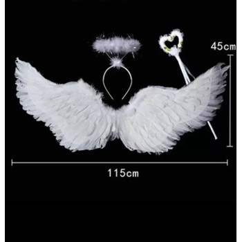 Білий набір ангела: крила+німб+паличка